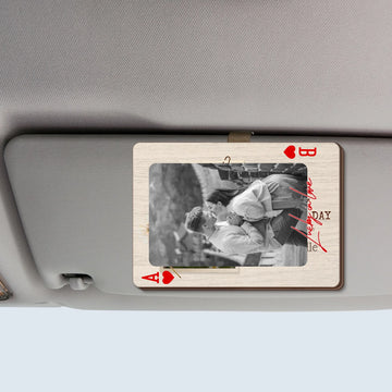 King & Queen Custom Couples Photo Drive Safe I Love You We're A Perfect Pair - Personalized Wooden Photo Car Visor Clip