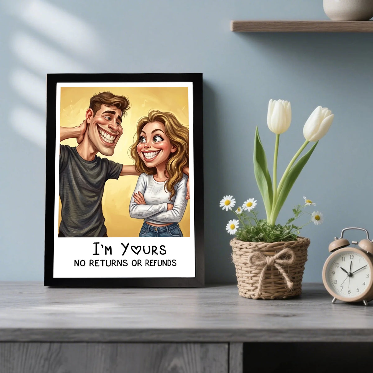 Caricature Wall Art For Funny Couples - Custom Cartoon Drawing From Photo - Personalized Photo Poster