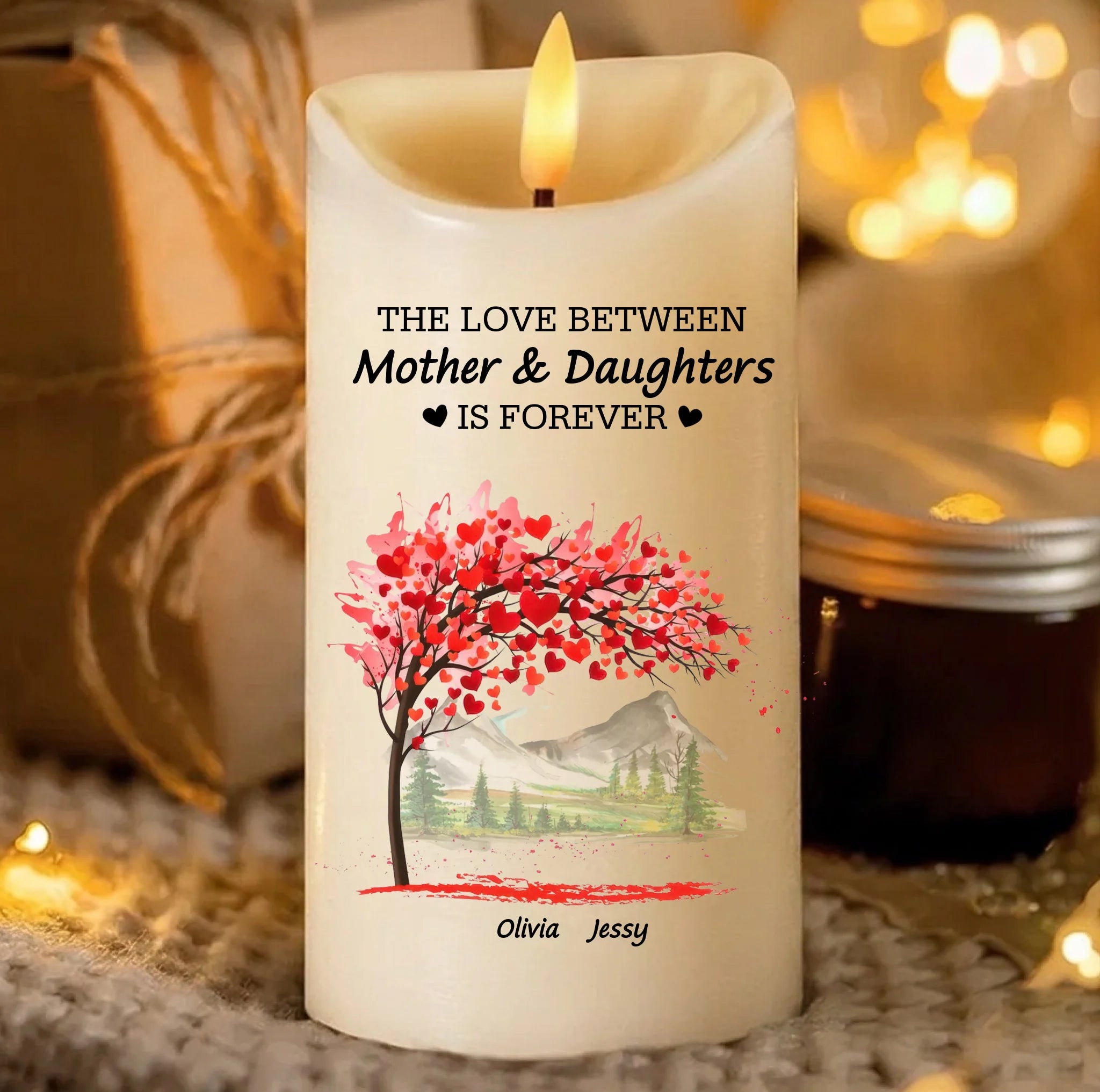 Mother & Daughters personalized flameless LED candle
