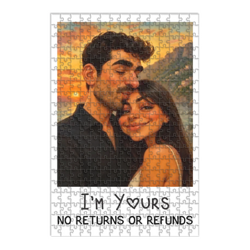 Caricature Wall Art For Funny Couples - Custom Cartoon Drawing From Photo - Personalized Jigsaw Puzzle