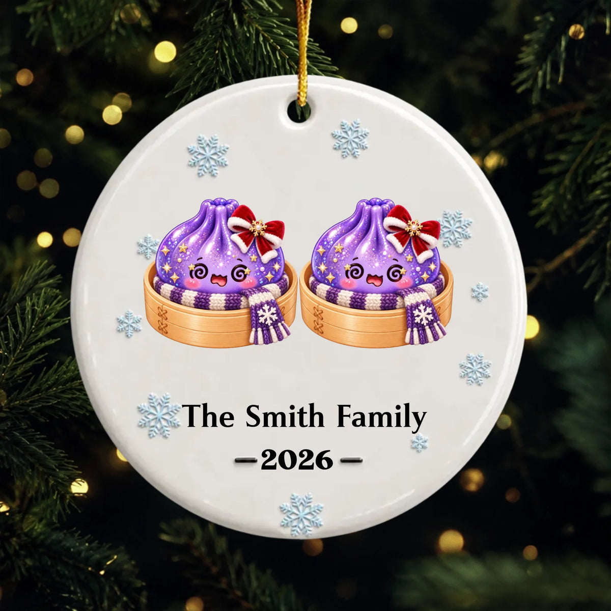 Family Dumpling Christmas Squishy Dumpling Style - Real 3D Raised Ornament