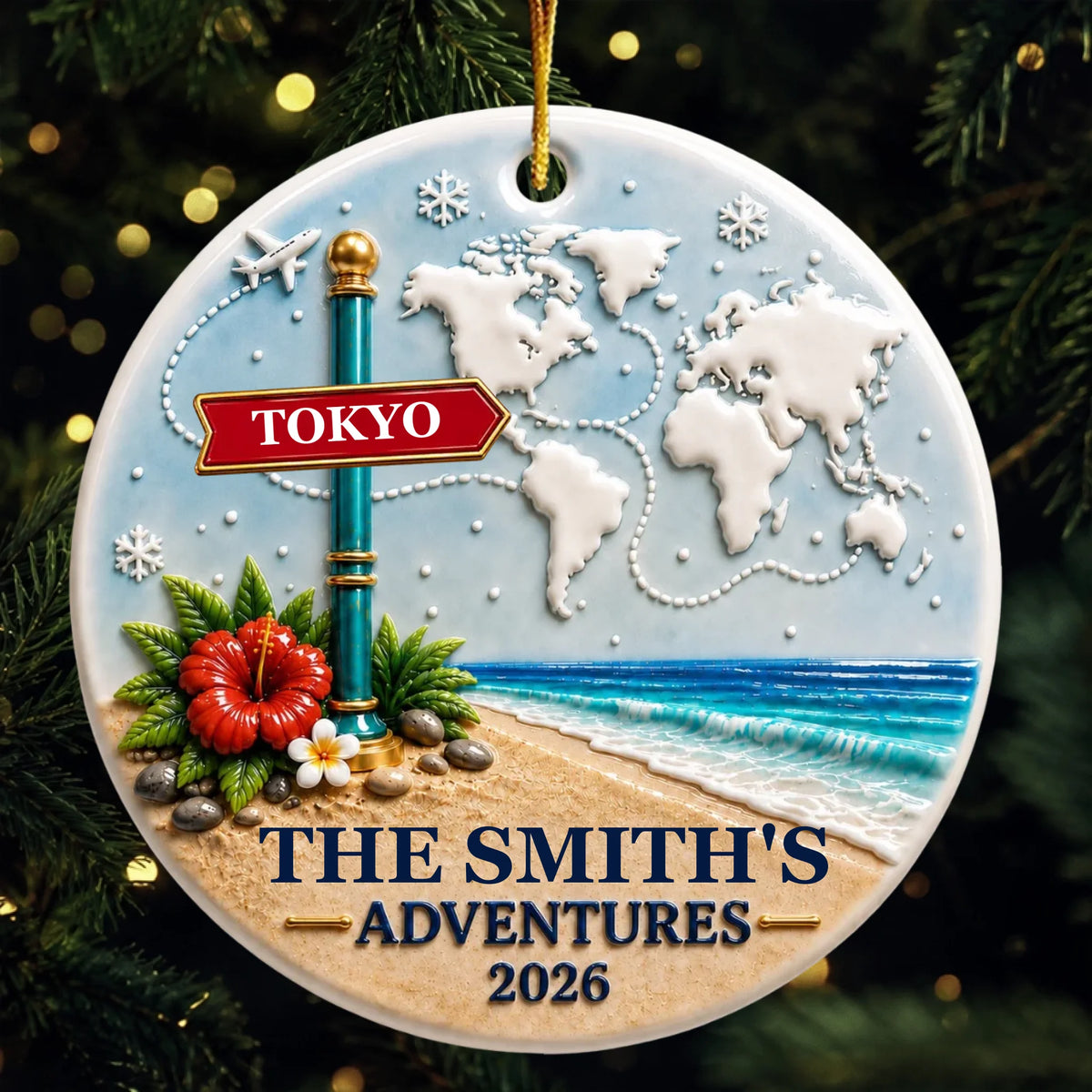 Best Vacation With My Family Christmas - Real 3D Ceramic Ornament