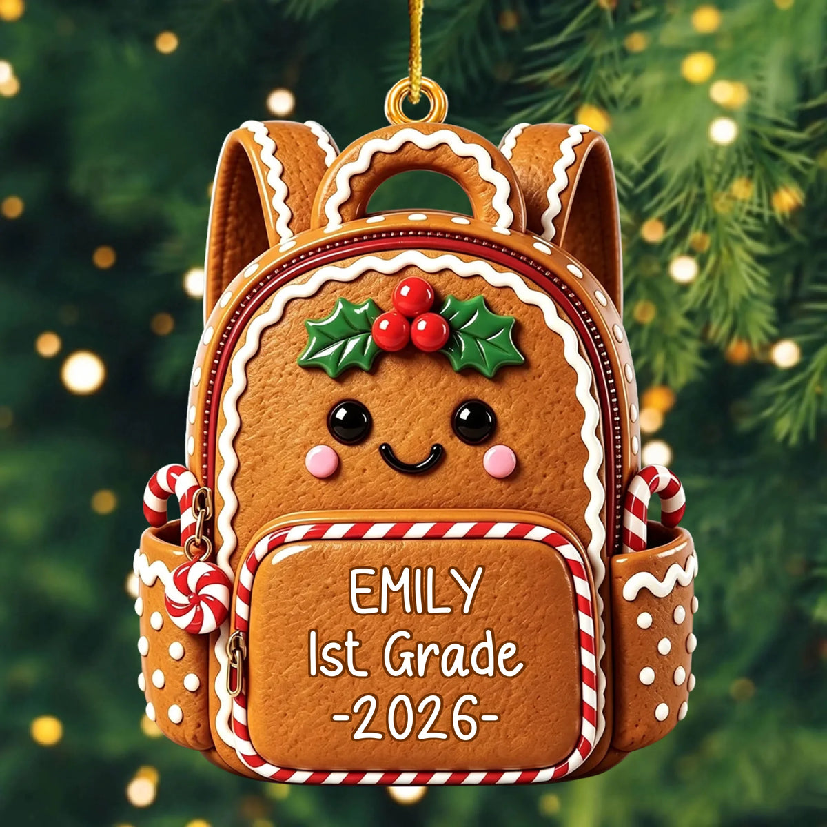 Gingerbread Backpack 3D Ornament - Personalized Back to School Gifts for Kids