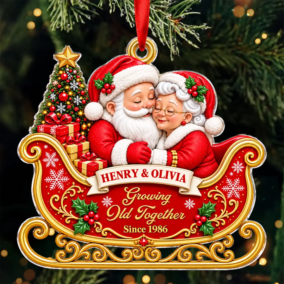 Growing Old Together Acrylic Christmas Ornament - Personalized Couple Gifts