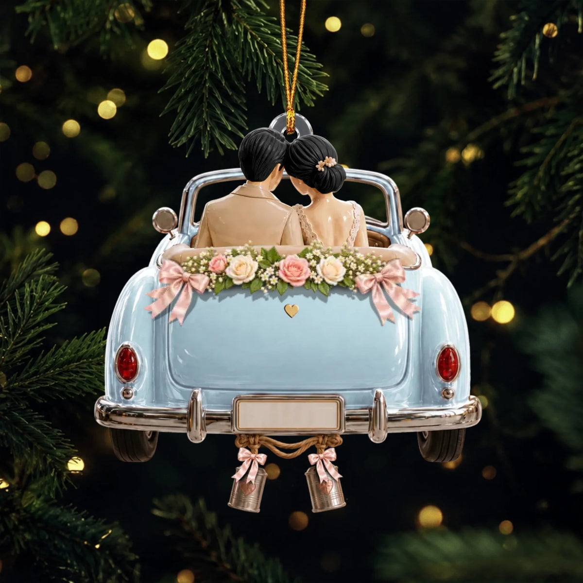 First Christmas As Mr. & Mrs. Wedding Car - Personalized Custom Shaped Acrylic Ornament