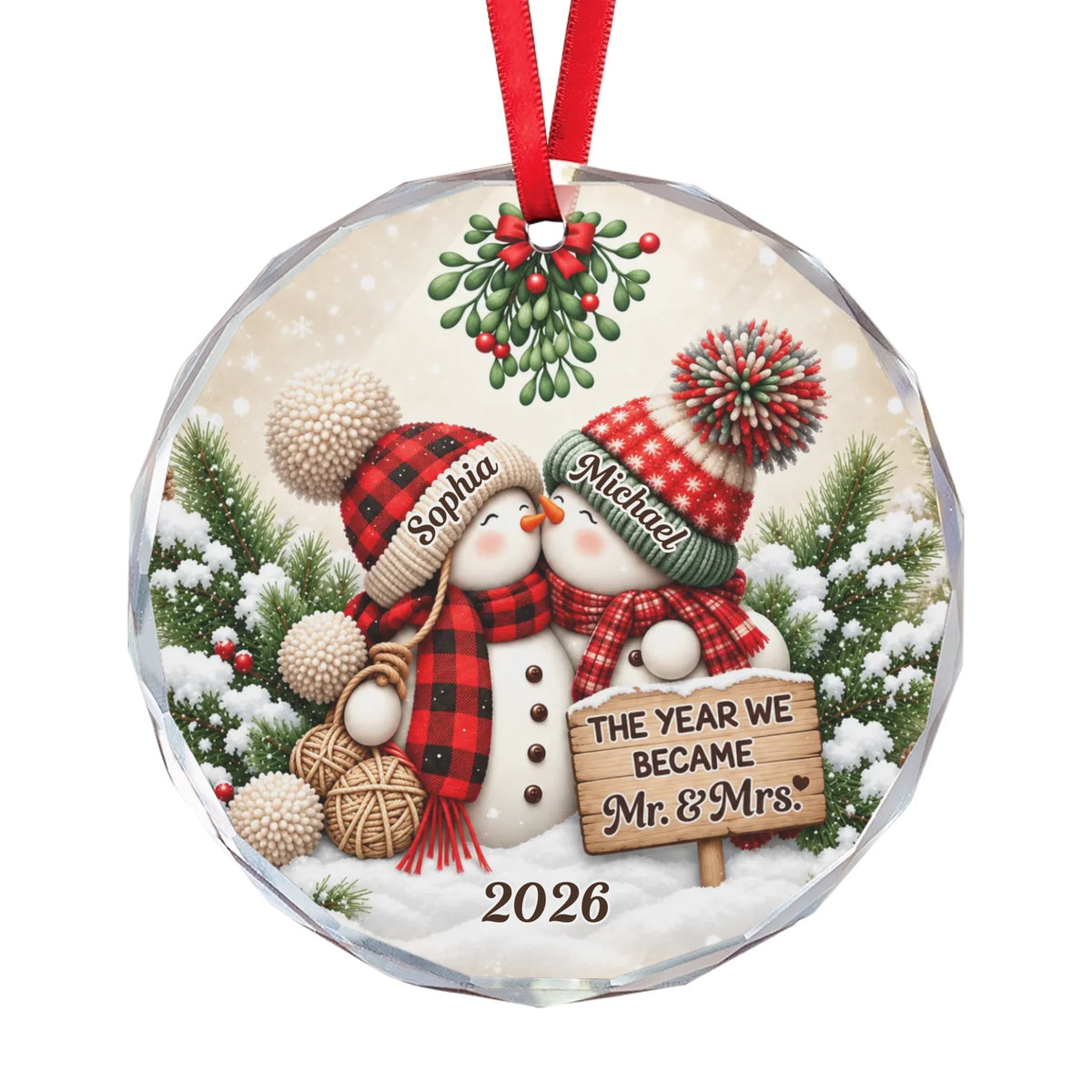 Merry And Bright Together - Personalized Glass Ornament