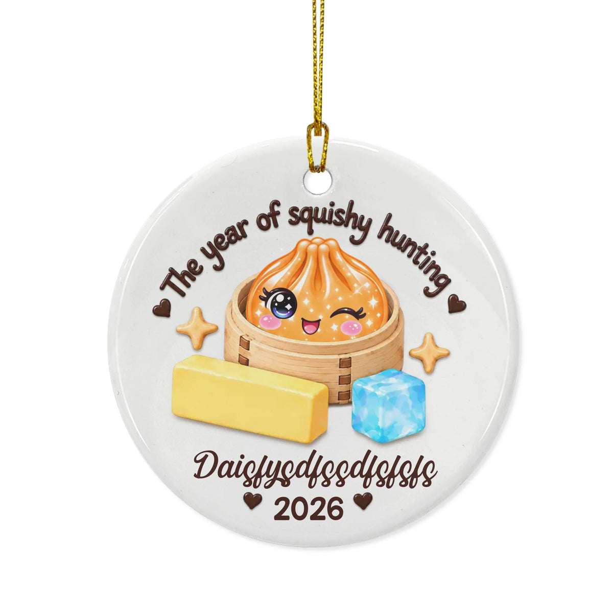 Squishy Dumpling 2026 Christmas - Personalized Ceramic Ornament, Viral Dumpling Squishy, Kids Christmas, Squishy Hunting Squishies, Butter Ornament