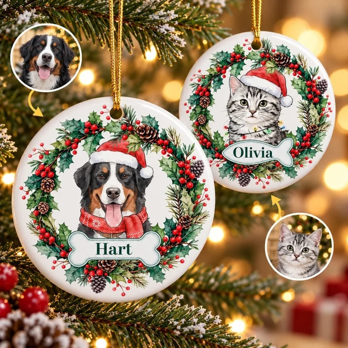 Custom_Pet_Portrait_Christmas_Watercolor_Art_Personalized_Ornament_7