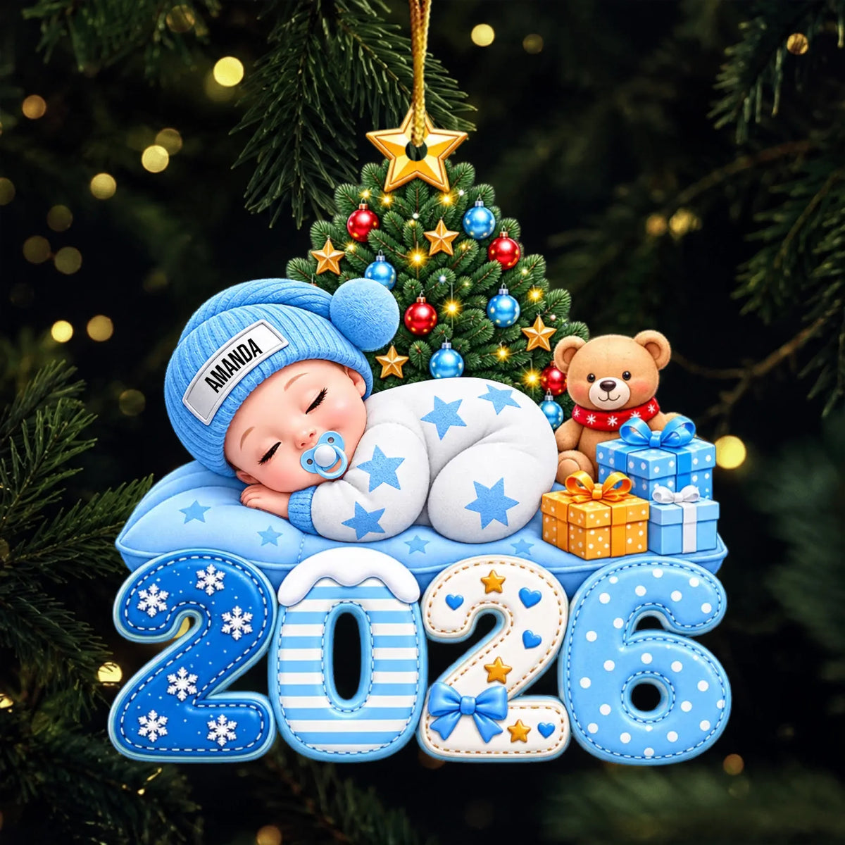 First Christmas Baby Sleeping Gift For New Mom, Baby - Personalized Custom Shaped Acrylic Ornament