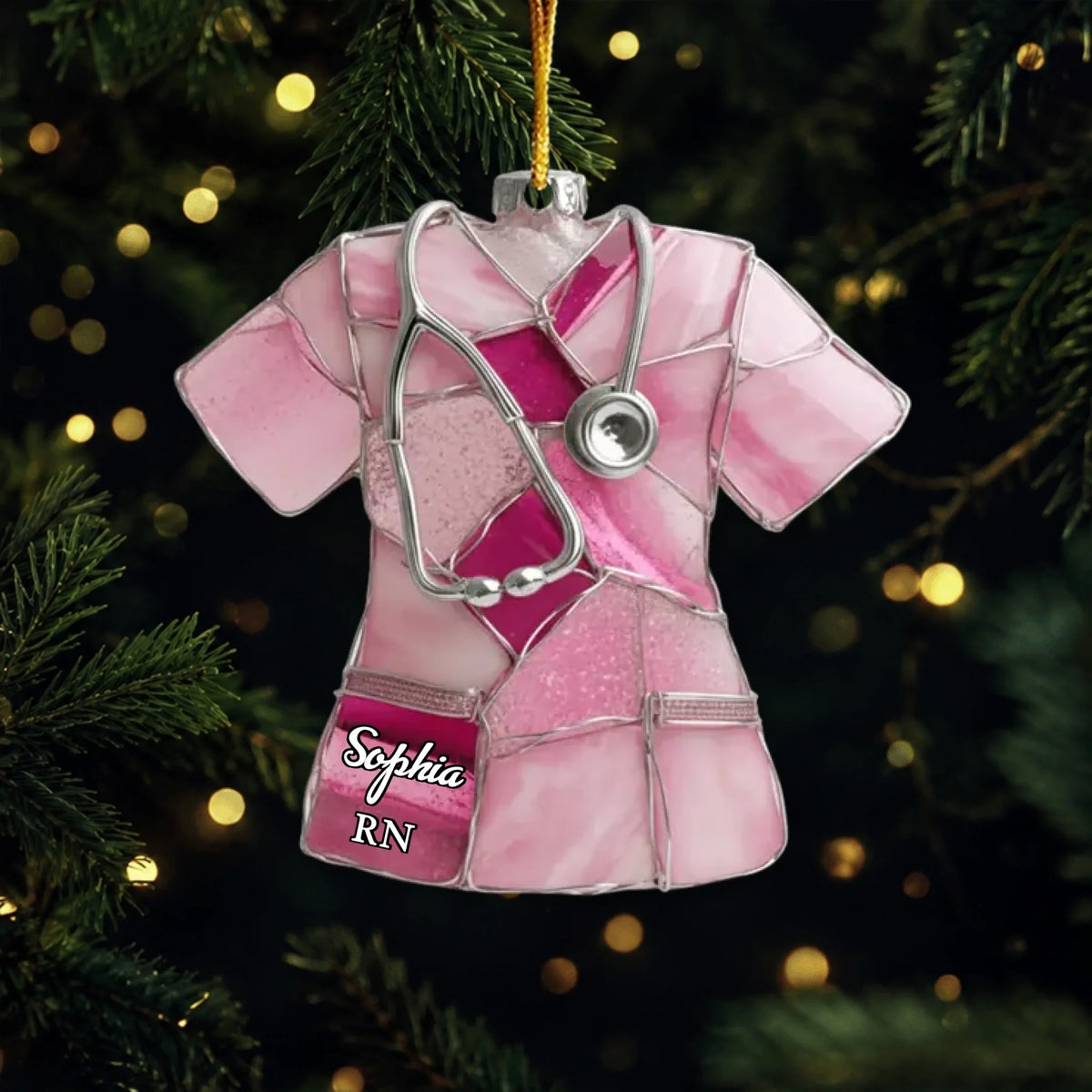 Sea Glass Nurse Scrub - Personalized 3D Ornament