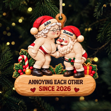 Growing Old Together Santa Couple Wooden Ornament - Personalized Christmas Gifts for Couples