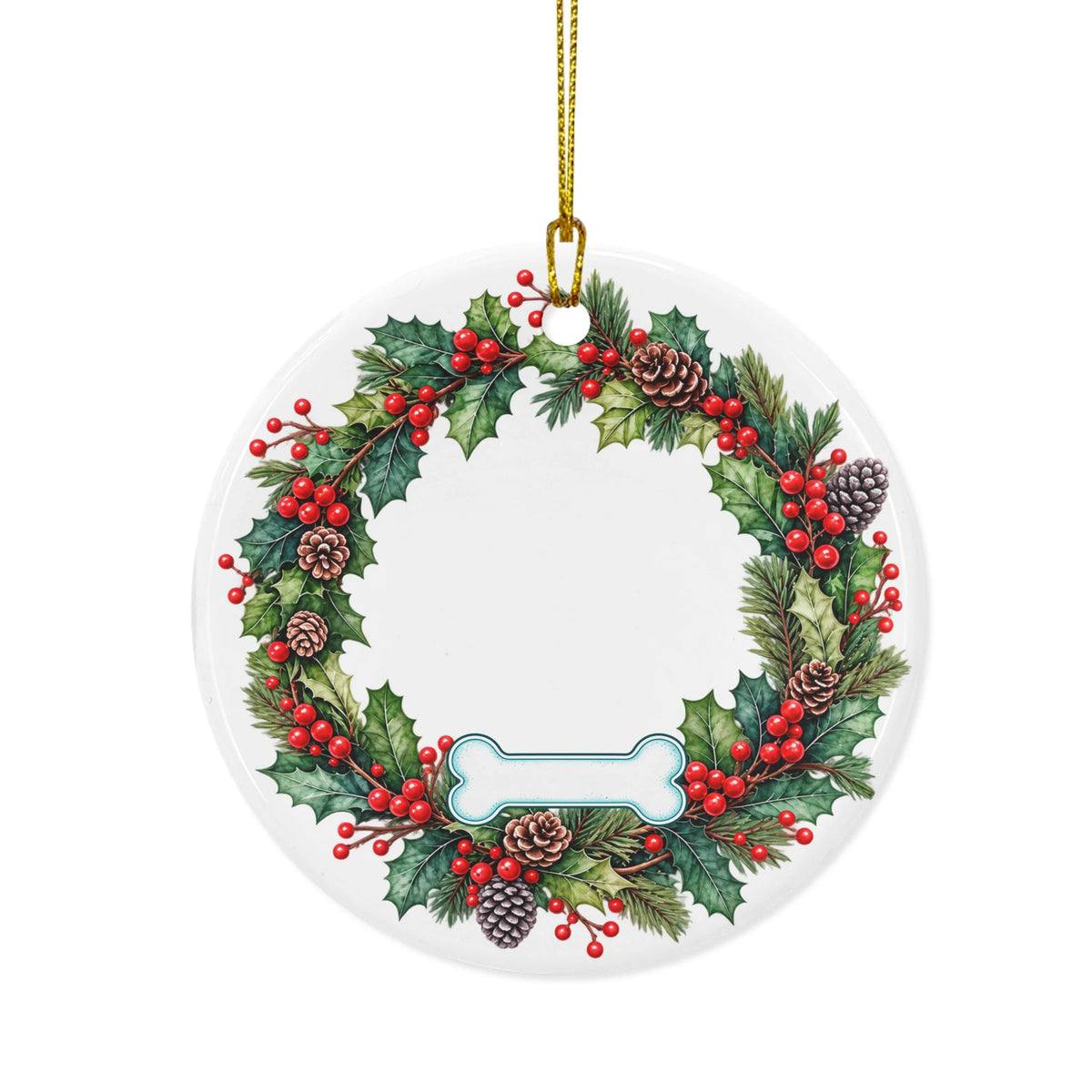 Custom Pet Portrait Christmas Watercolor Art - Personalized Ornament