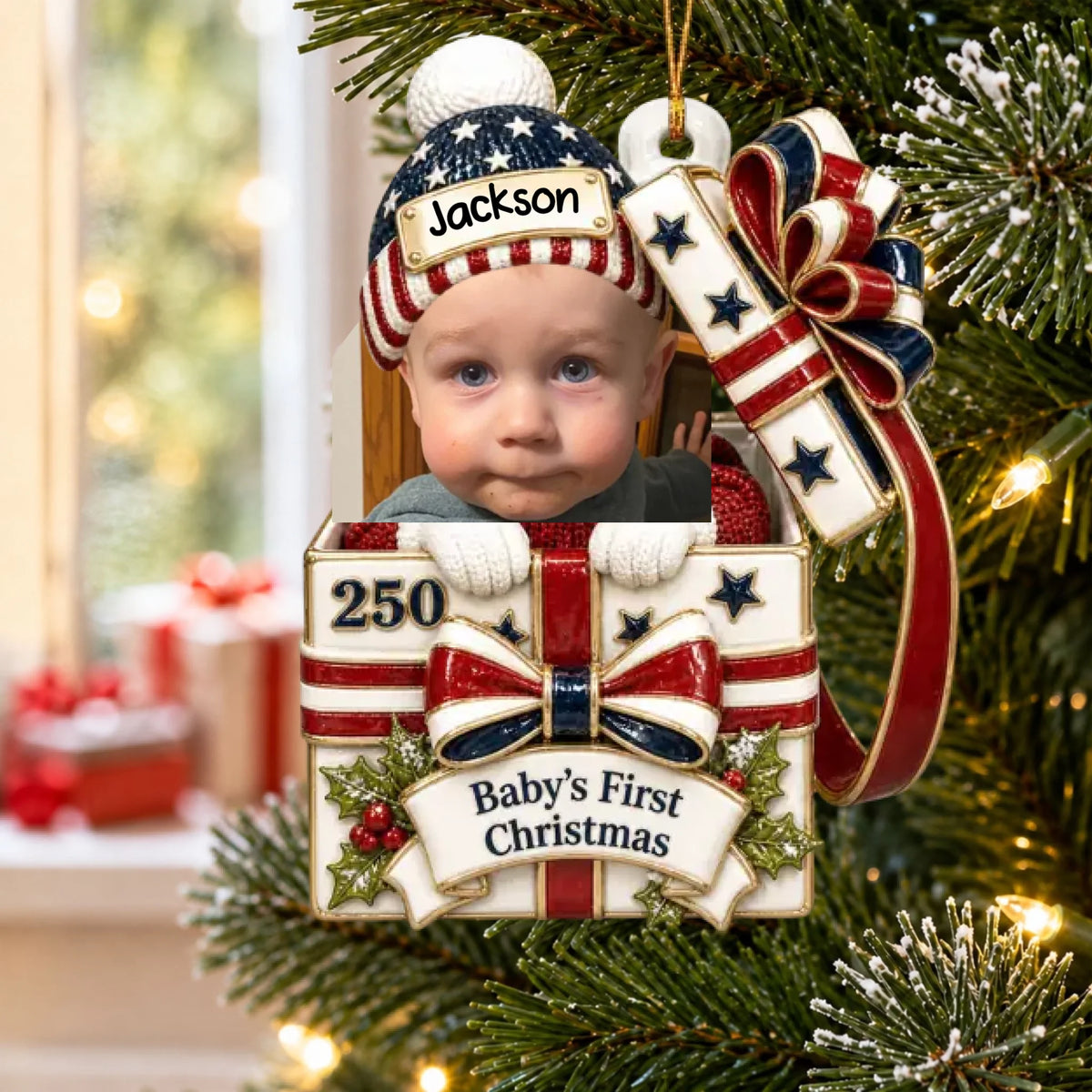 Baby Christmas Gift Box - Real 3D Raised Ornament