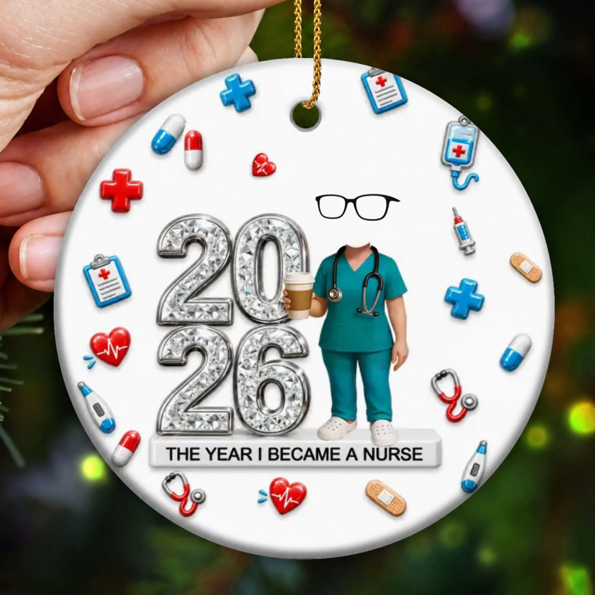 The Year I Became A Nurse Ornament - Real 3D Raised Ornament