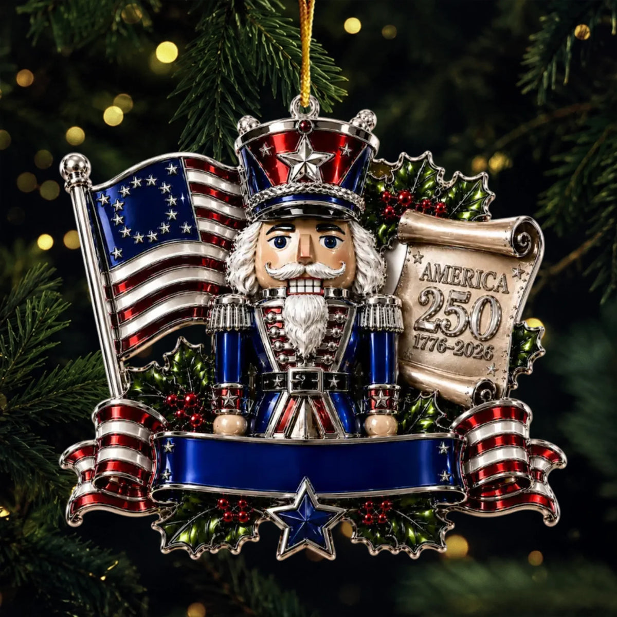 Anniversary Usa Christmas Ornament 2026 - Real 3D Raised Ornament