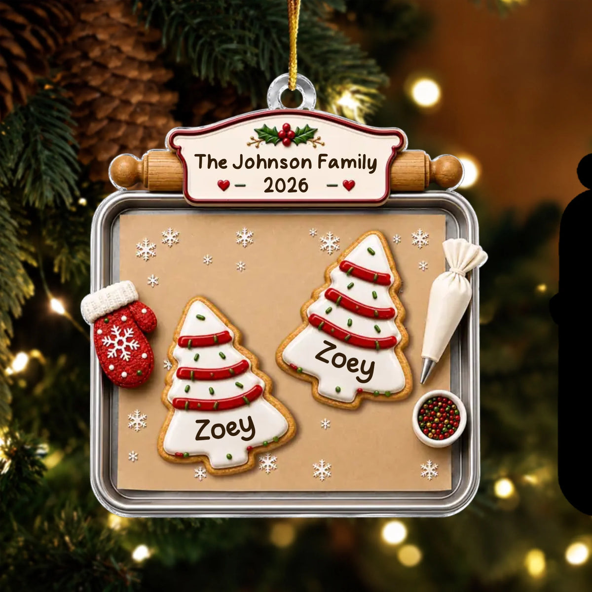 Christmas Tree Cakes Tray Custom Family Names - Personalized Acrylic Ornament - Christmas Gift For Family