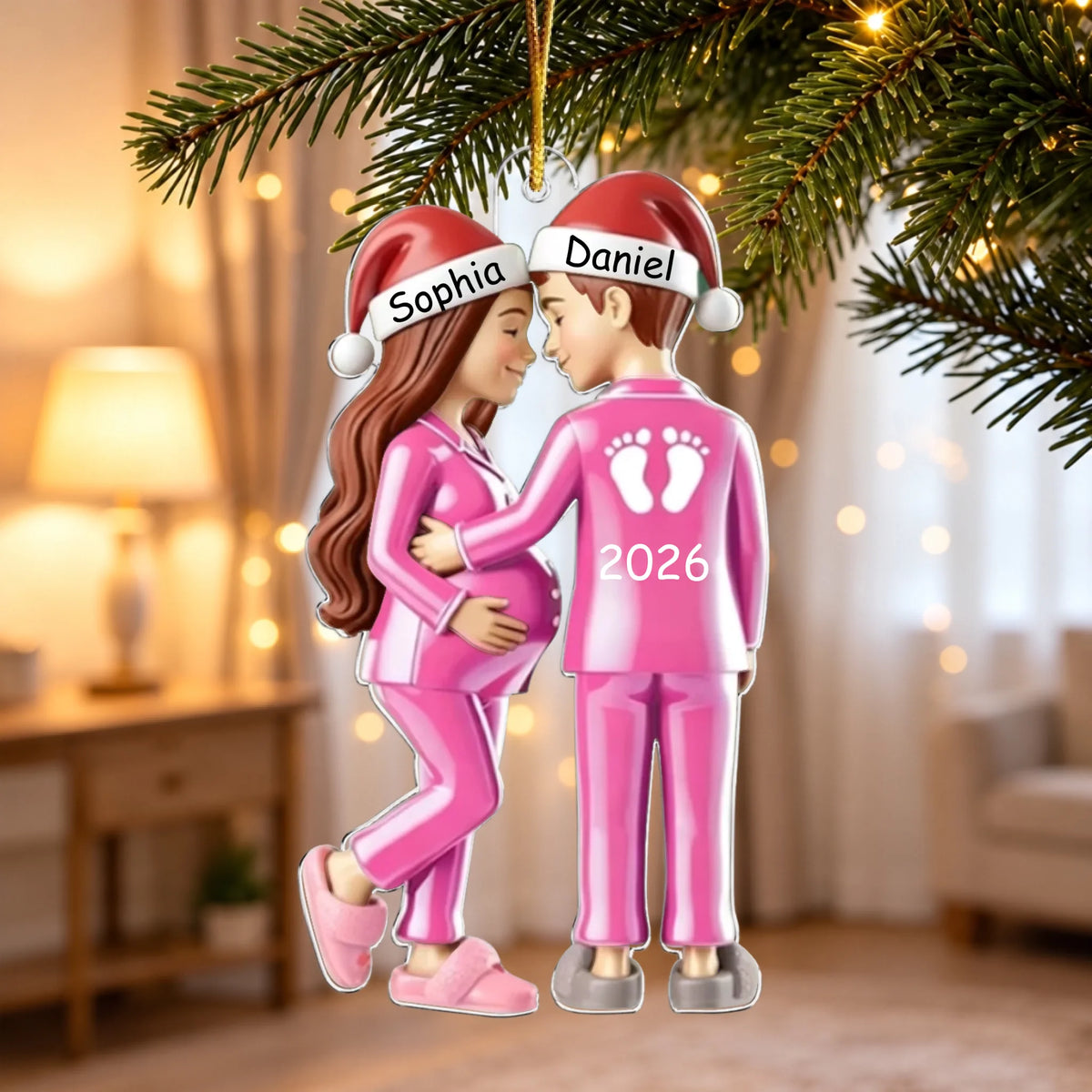 Custom Baby Bump Christmas Keepsake Ornament, Future Baby Ornament, Pregnancy Reveal Gift for Expecting Couple