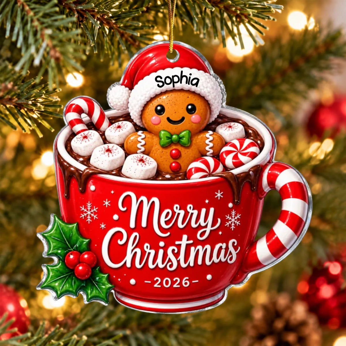 Custom Family Names, Family Xmas, Gingerbread - Personalized Ornament