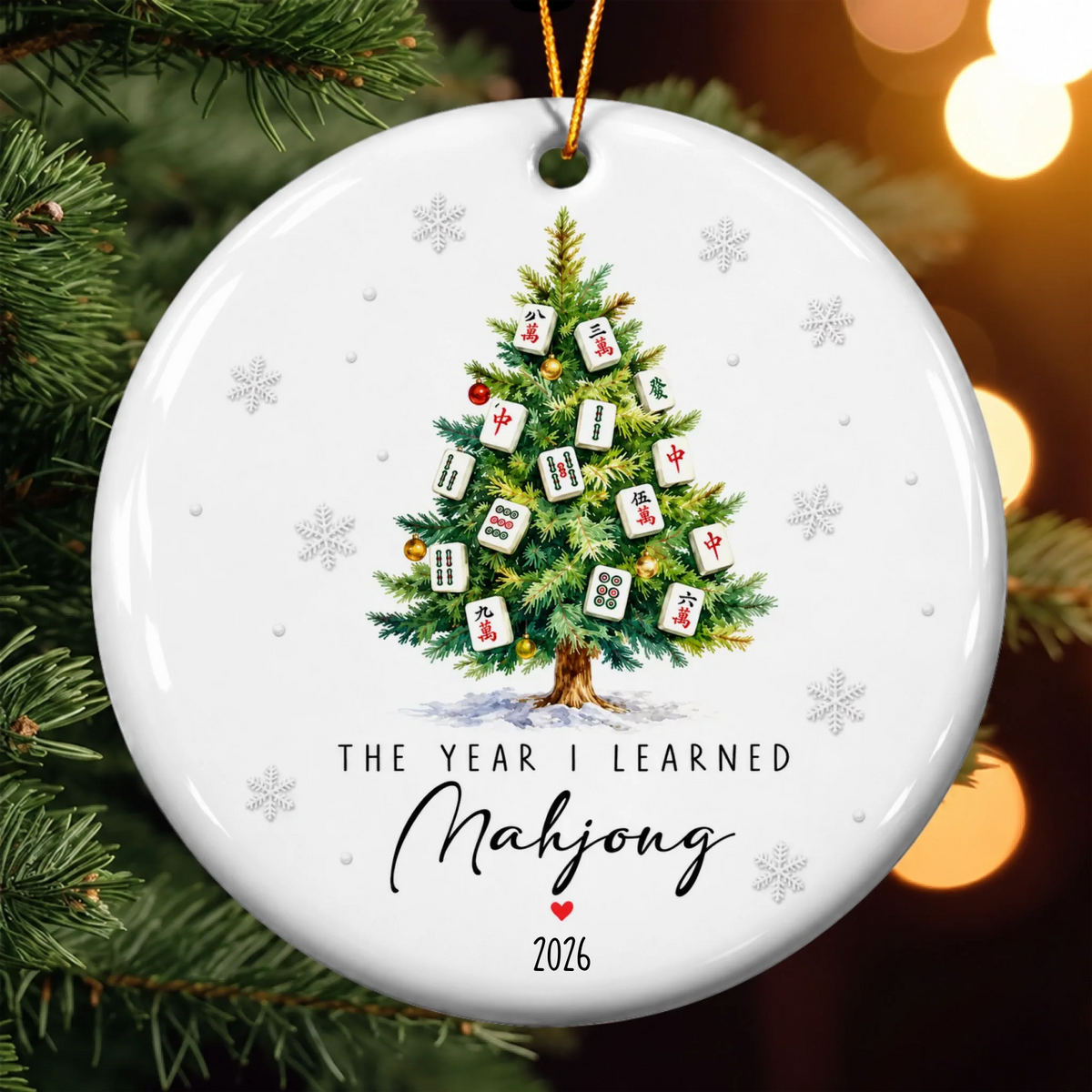 The Year I Learned Mahjong - Personalized Ceramic Circle Ornament