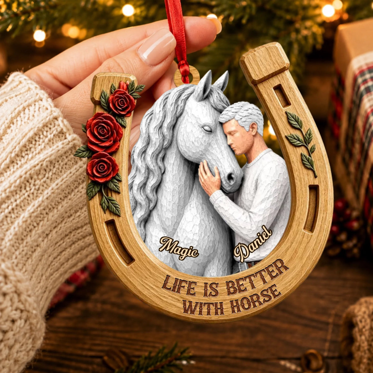 Just A Girl Who Loves Her Horses 3D Ornament - Personalized Gifts for Horse Lovers