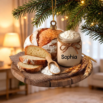 Rustic Christmas Bakery Ornament, Artisan Bread & Baking Holiday Ornament.