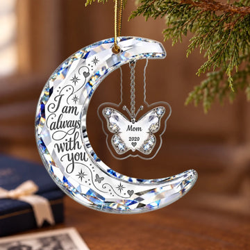 Always With You Memorial Crystal Moon & Butterfly Ornament 2D Flat - Personalized Acrylic Ornament - Sympathy Gift Always With You Memorial Crystal Moon & Butterfly Ornament 2D Flat - Personalized Ac