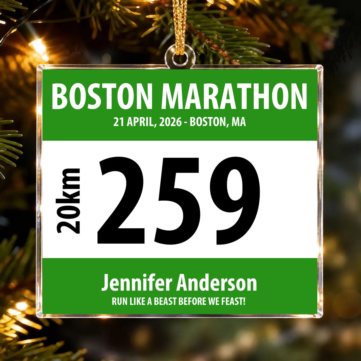 Race Bib For Runner - Personalized Acrylic Ornament