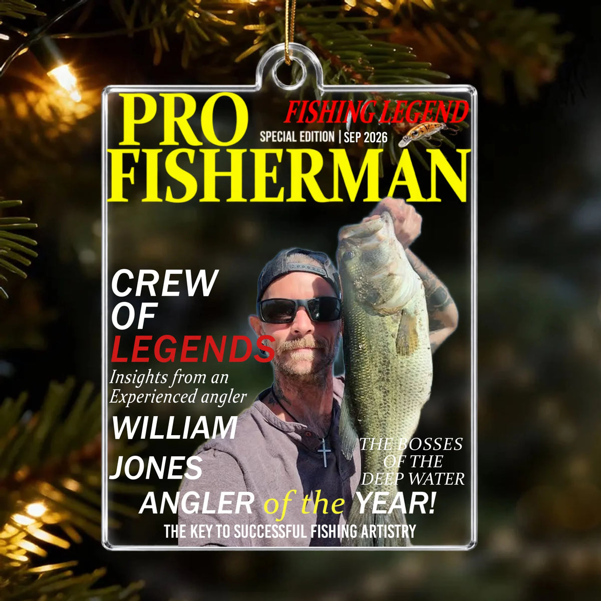 Fisherman Of The Year! - Personalized Acrylic Photo Ornament