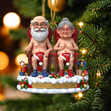 Naughty Old Couple Christmas Ornament - Personalized Gifts For Couple