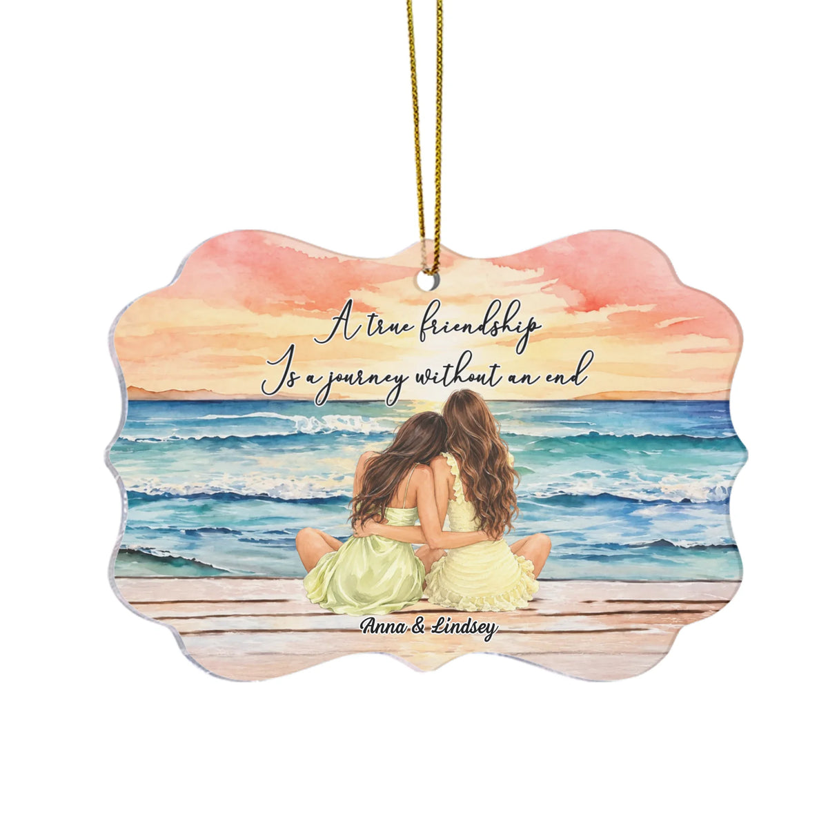 A True Friendship Is A Journey Without An End - Personalized Acrylic Ornament - Gift For Friend