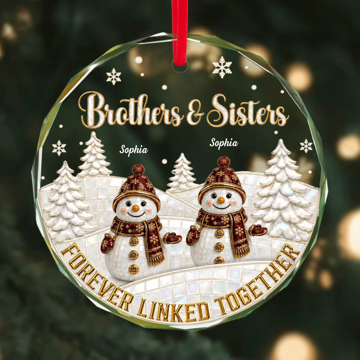Forever Our Bond - Personalized Glass Ornament , Brothers & Sisters Forever Linked Together Ornament