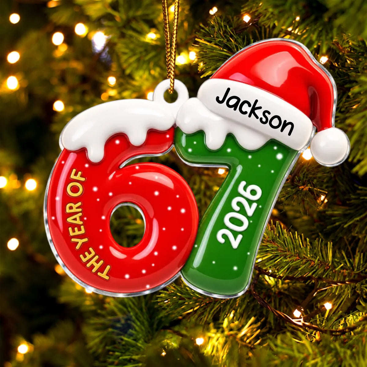 3D Effect Six Seven Funny Slang - Personalized Custom Shaped Acrylic Ornament