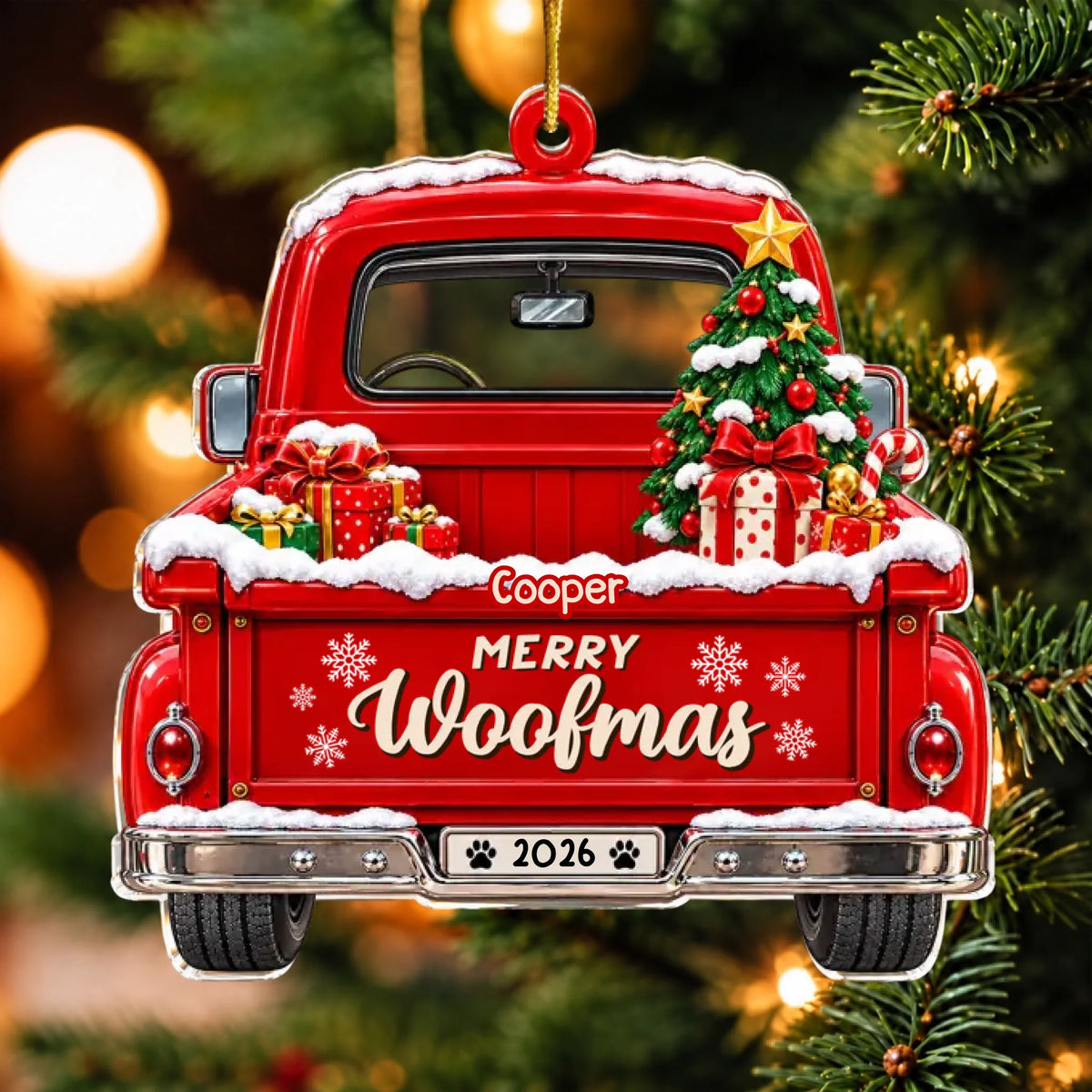 Christmas Gift For Dog Cat Lovers - Personalized Happy Pawlidays Merry Woofmas Acrylic Ornament