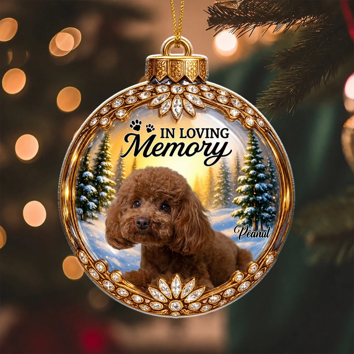 Custom Photo Memorial Christmas Forever In My Heart - Personalized Custom Shaped Acrylic Ornament