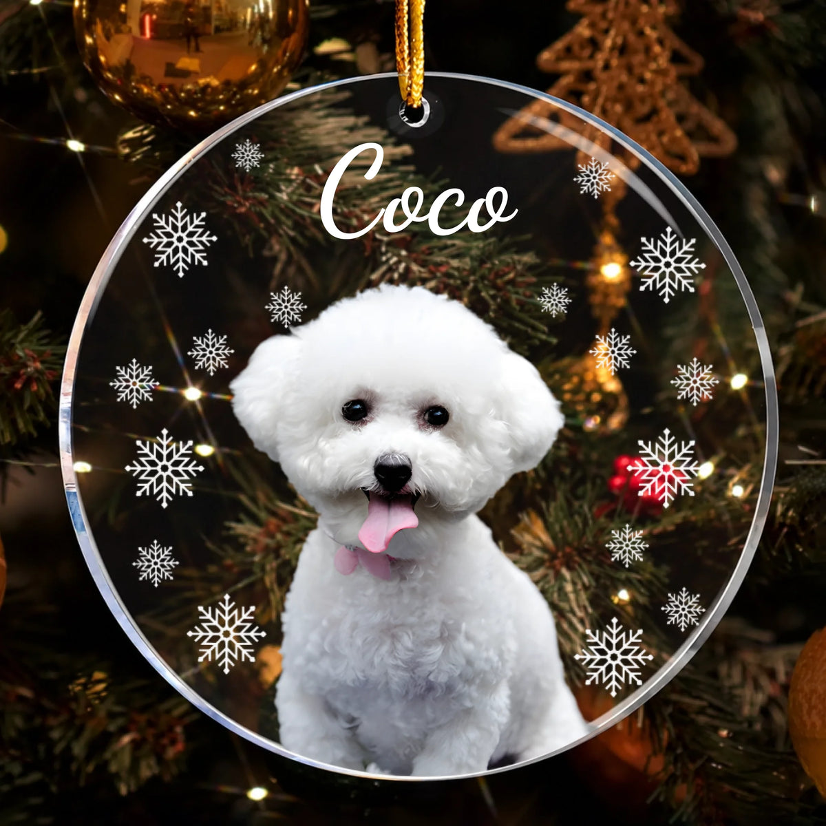 Custom Pet Face - Snowflake - Personalized Acrylic Photo Ornament