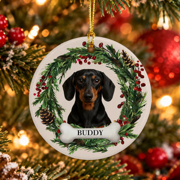 Custom Photo Lovely Pet Face - Christmas Gift For Pet Lovers, Pet Memorial - Personalized Circle Ceramic Ornament